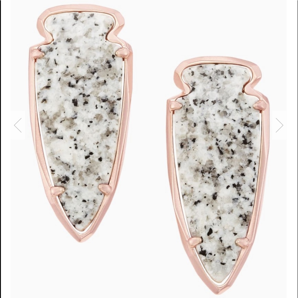 Kathryn rose gold gray granite arrow head earring